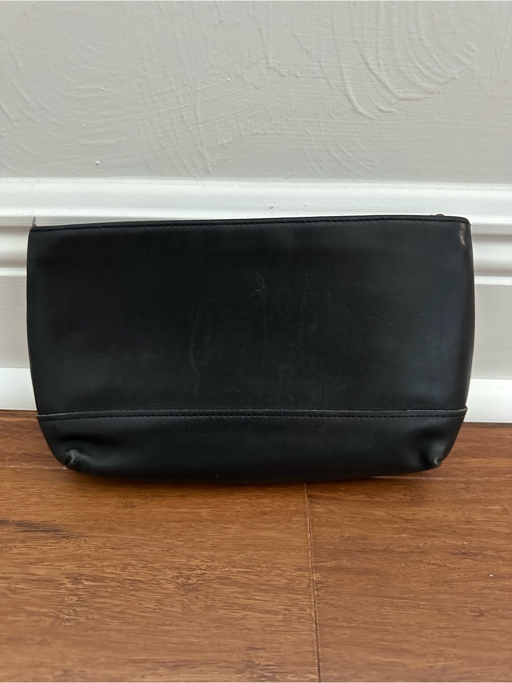COACH Vintage RARE Cosmetic Bag Black Leather Made in USA